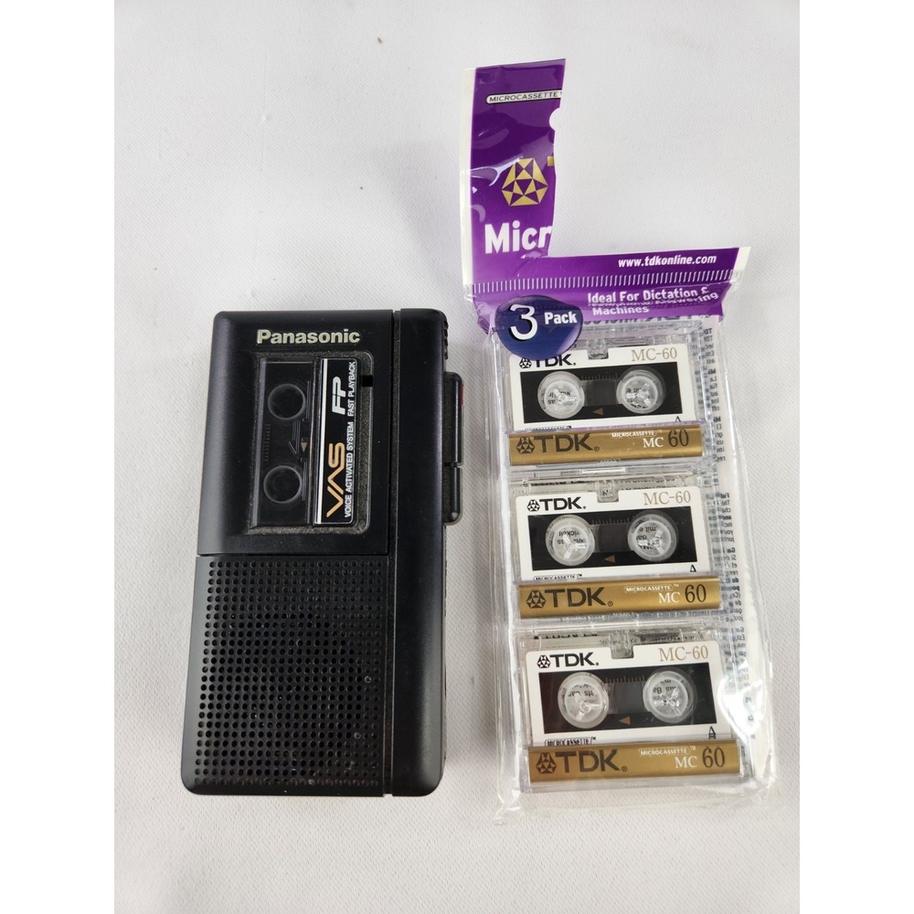 Panasonic RN-104 Microcassette Recorder Voice Activation System 3 New Cassettes